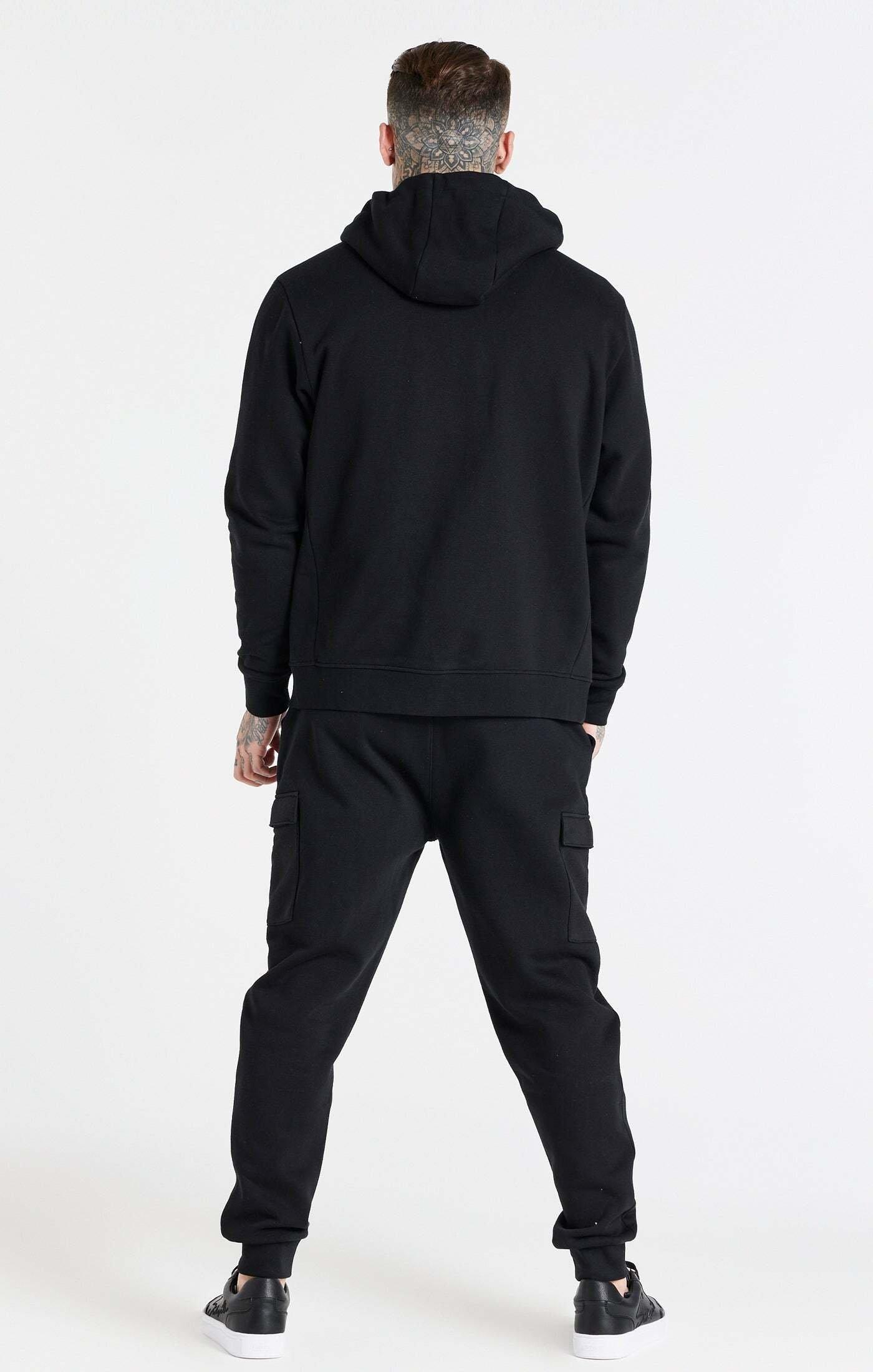 Sik Silk  Sweat à capuche Black Essential Zip Through Funnel Hoodie 