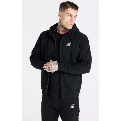 Sik Silk  Kapuzenpullover Black Essential Zip Through Funnel Hoodie 