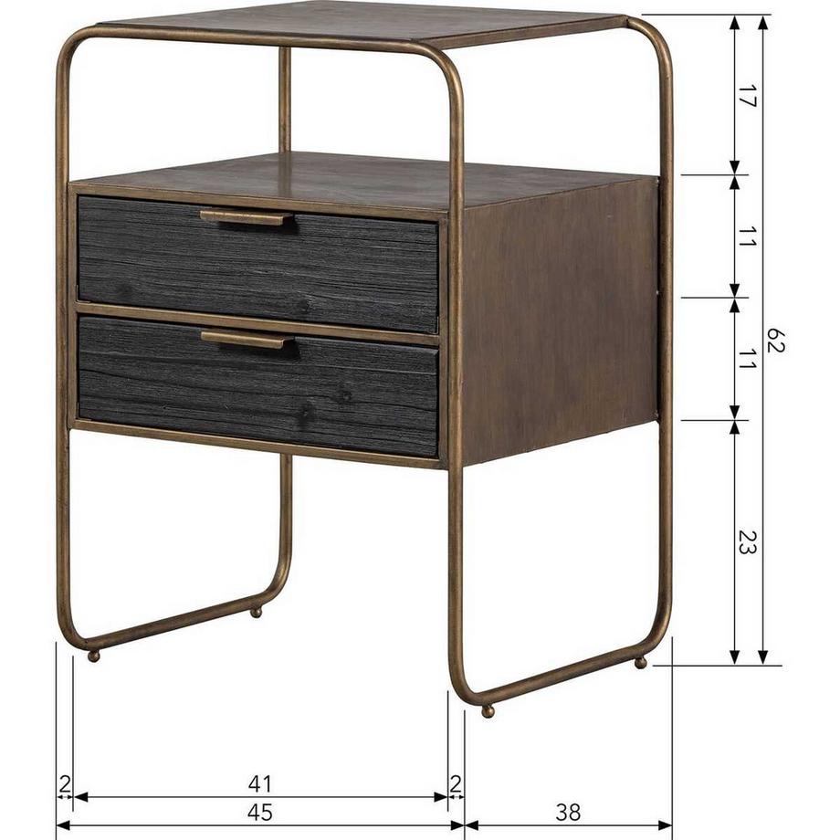 mutoni Table de nuit Polite antique brass 45x38  