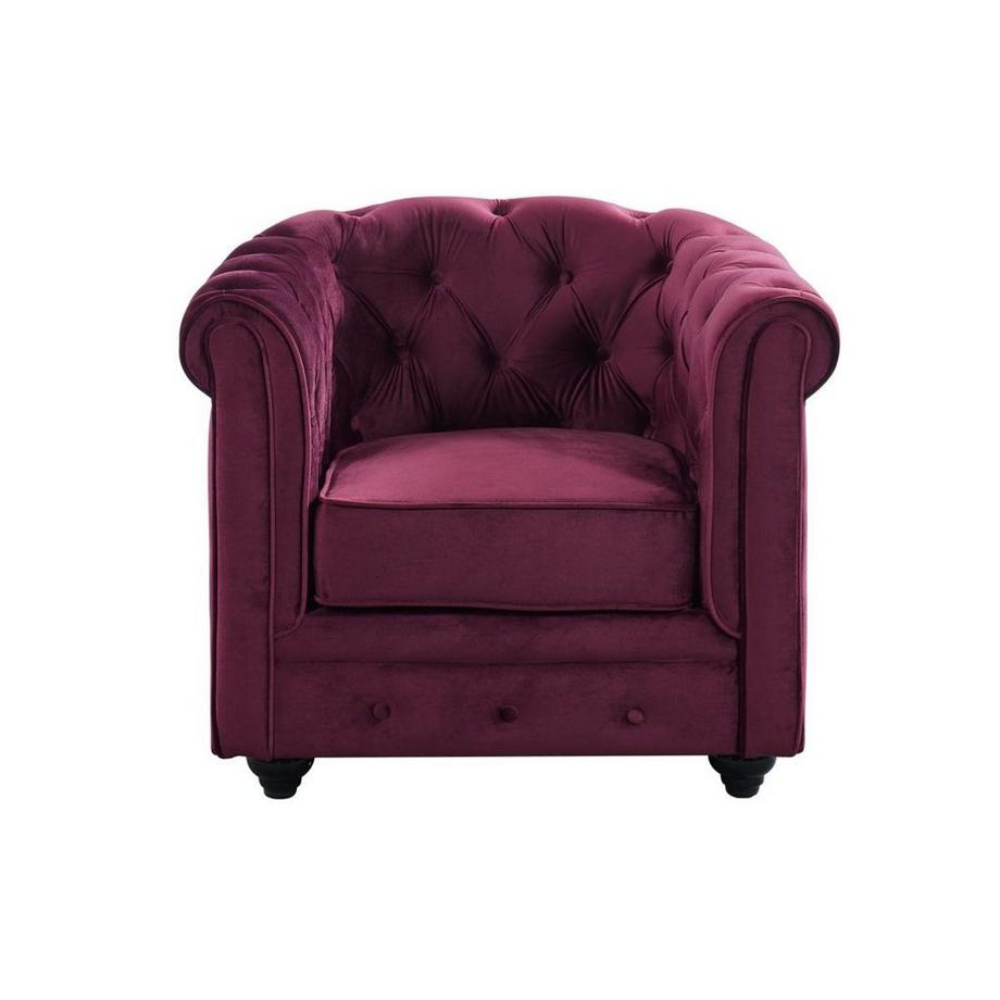 Vente-unique Lot de 2 Fauteuils CHESTERFIELD - Velours pourpre  