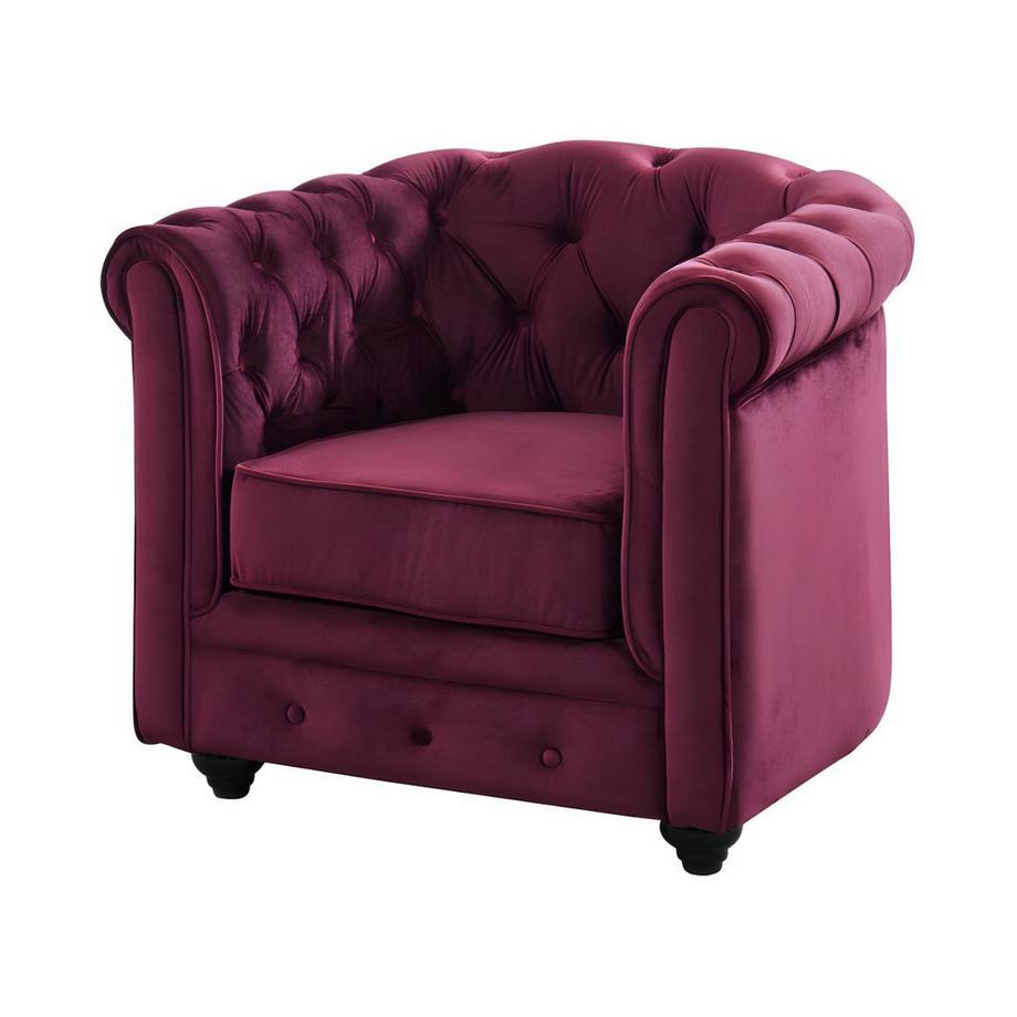 Vente-unique Lot de 2 Fauteuils CHESTERFIELD - Velours pourpre  