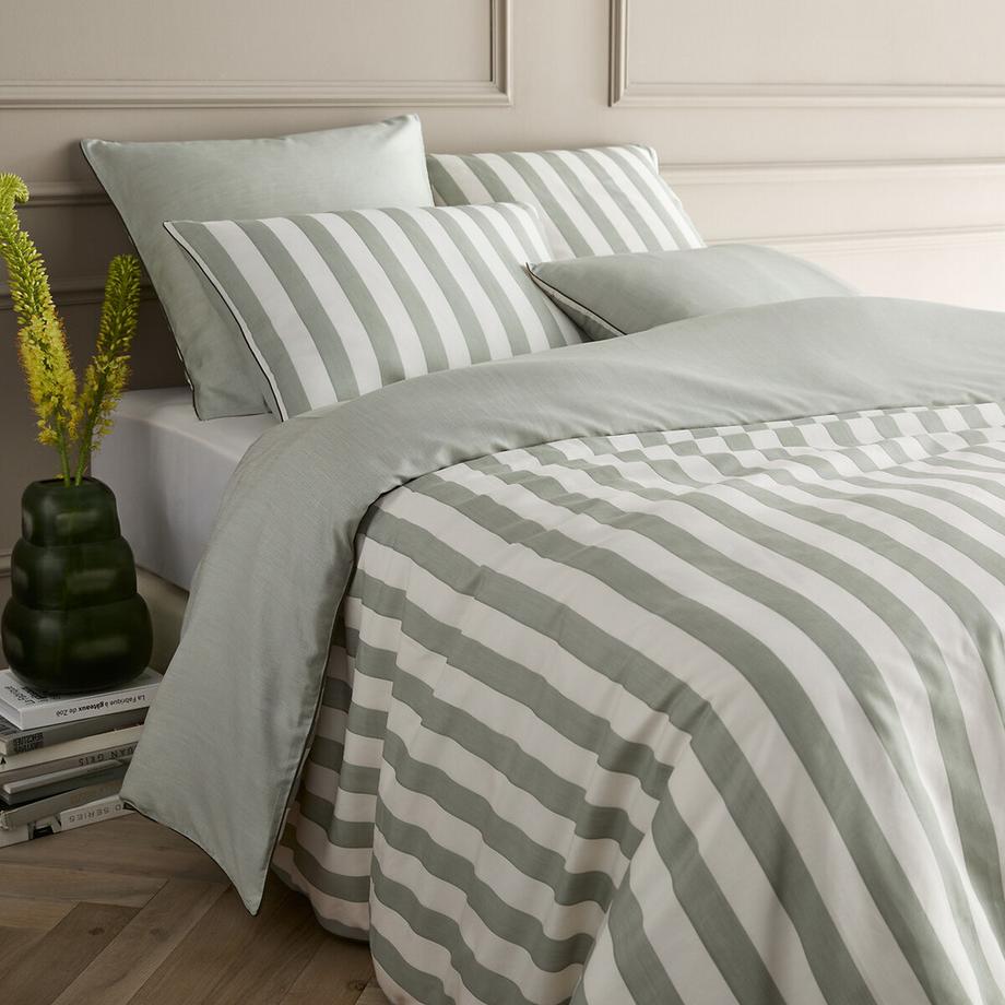 Housse de couette rayée coton bio/Lyocell Bleuenna