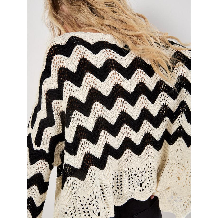 APRICOT Chevron-Strickpullover mit Wellenrand  