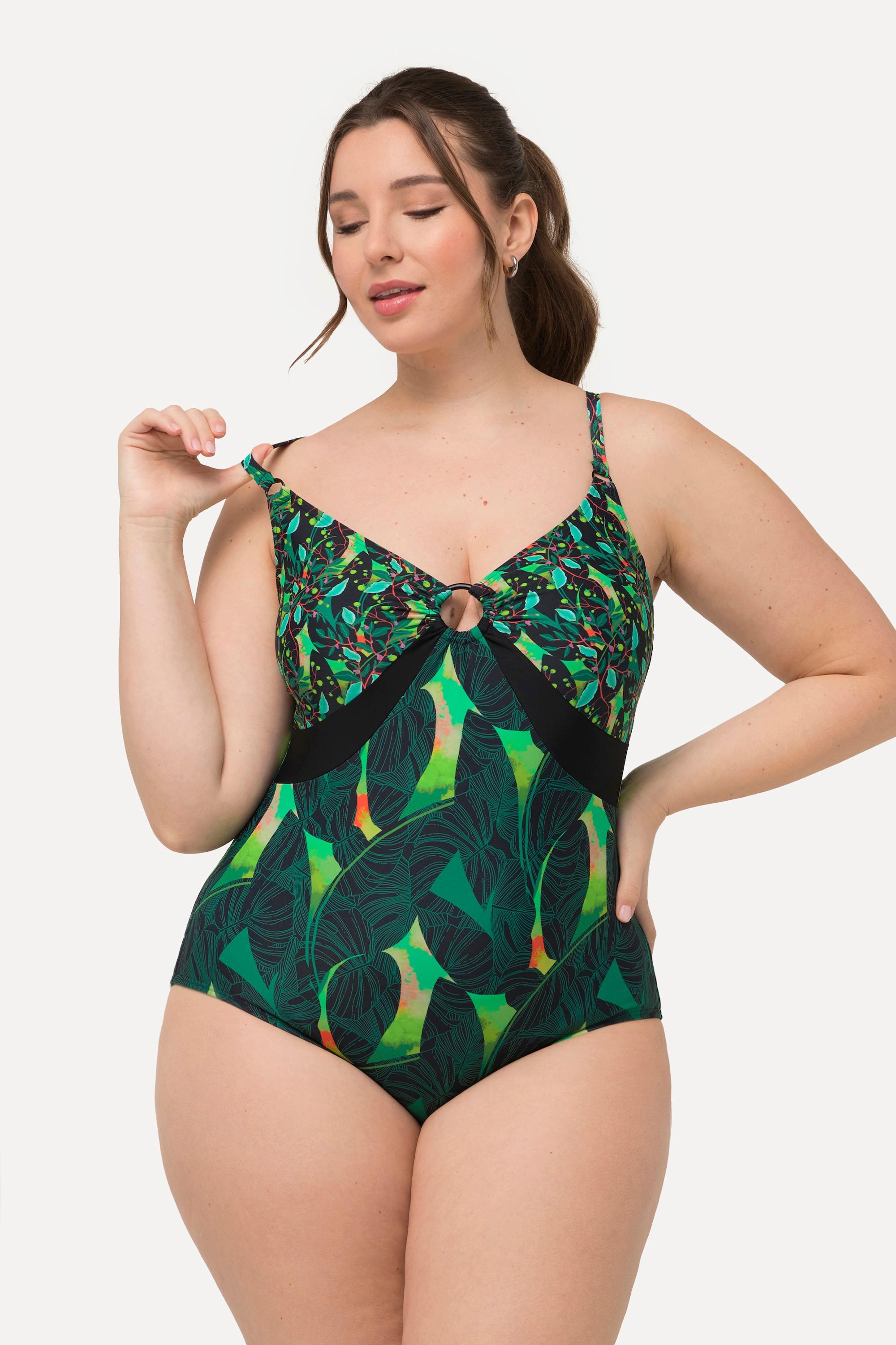 Ulla Popken Costume da bagno Mix di fantasie Coppe morbide Anello decorativo  