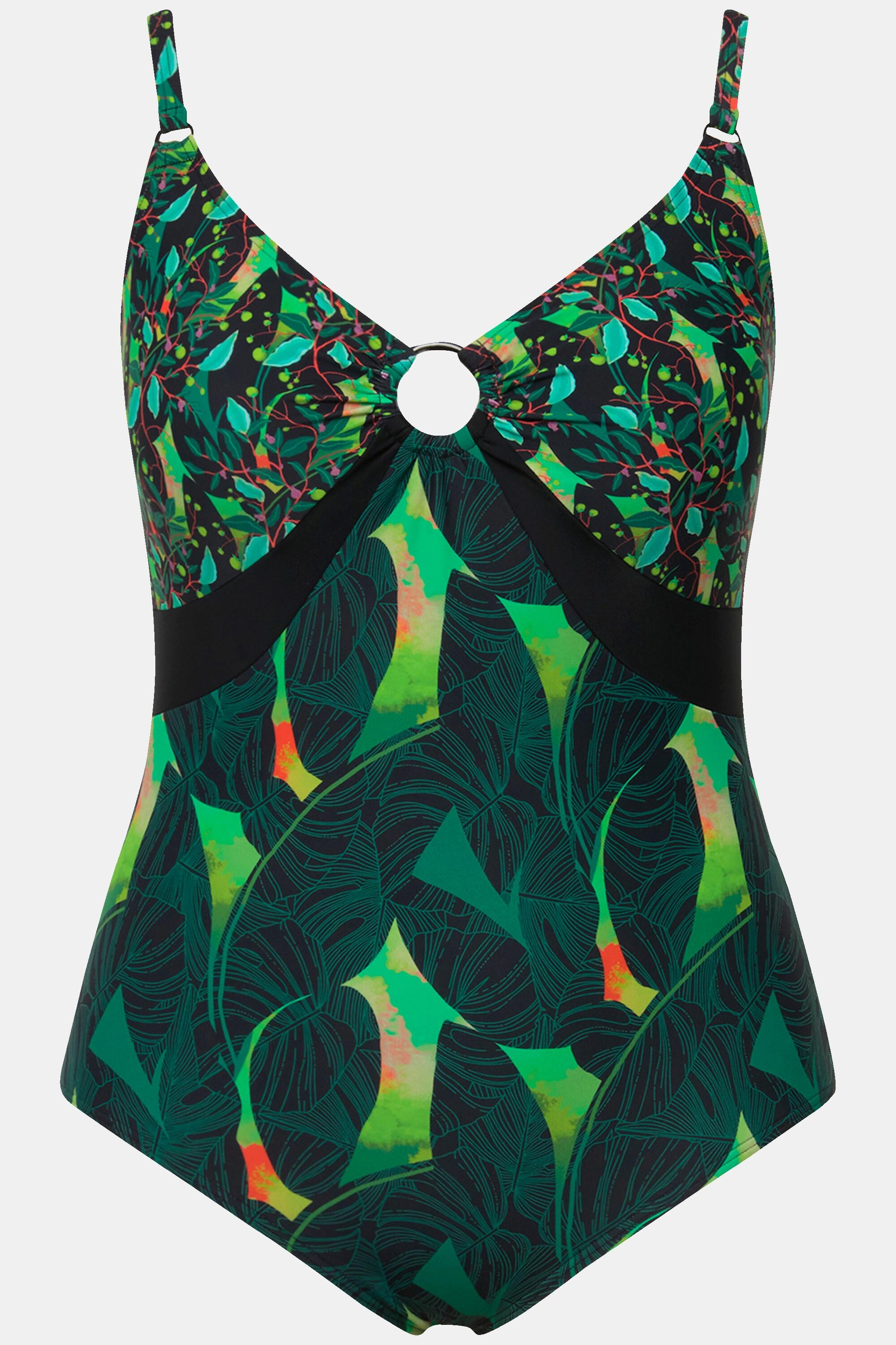 Ulla Popken Costume da bagno Mix di fantasie Coppe morbide Anello decorativo  