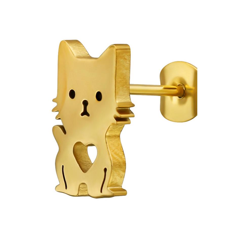 Maxte  Ohrstecker Katze mit Herz aus Edelstahl 