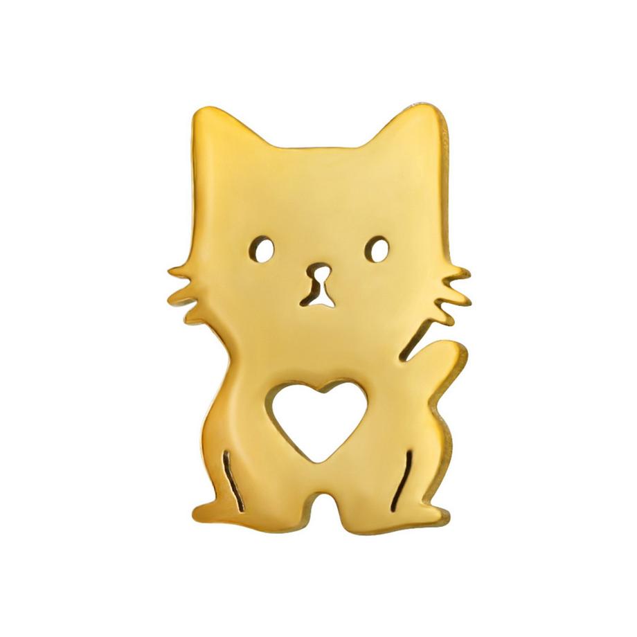 Maxte  Ohrstecker Katze mit Herz aus Edelstahl 