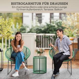 Northio Set di mobili da giardino in polyrattan, mobili da balcone lounge da esterno per 2 persone, dinette da 3 pezzi con 2 sedie, tavolino, cuscini, lounge da giardino resistente alle intemperie per giardino, terrazza balcone, verde  