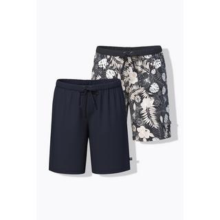 Ulla Popken Pantaloncini 2 Pezzi Tinta Unita Fantasia Foglie Vita Elastica  