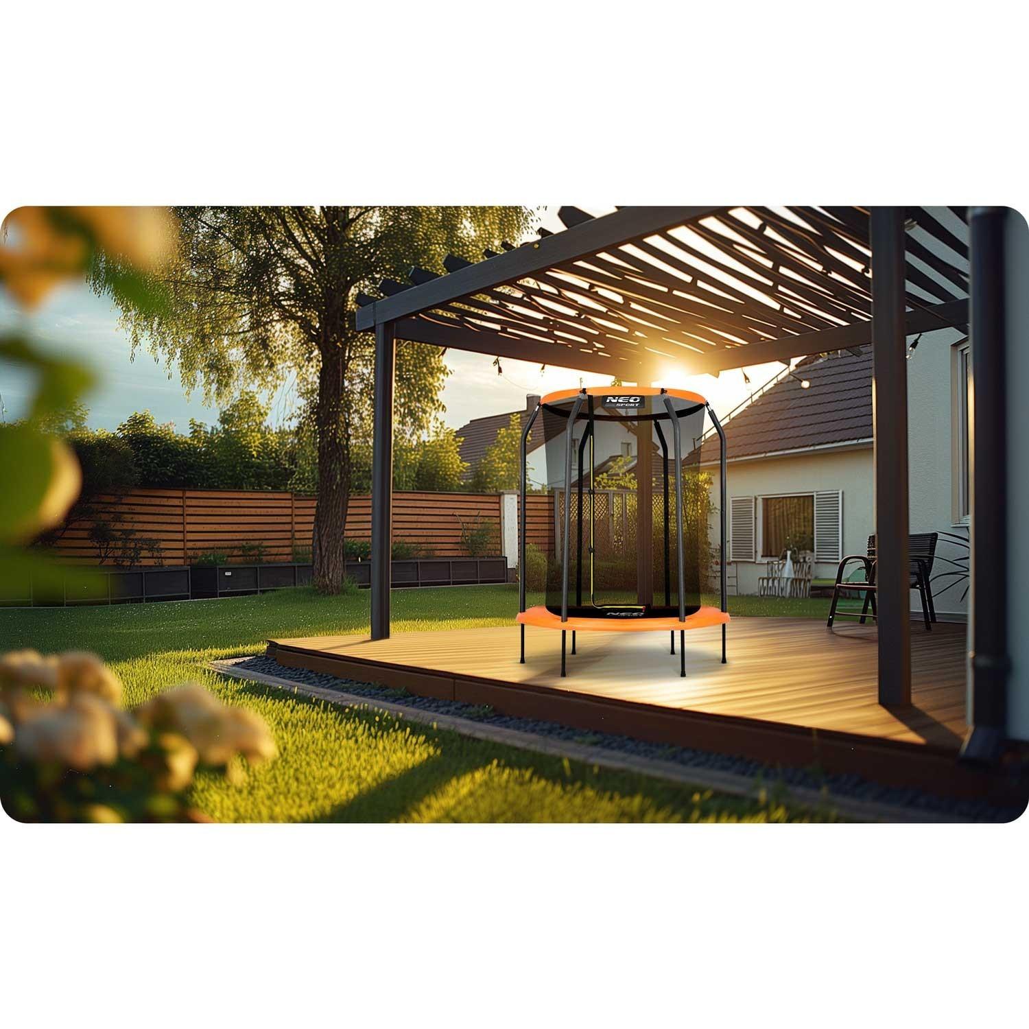B2X Trampolin für den Garten 152 cm

Das Set beinhaltet:

- Trampolin 152 cm
- 6 Beine
- 6 Stangen mit Schaumstoffschutz
- Internes Sicherheitsnetz mit Reißverschluss

Hauptmerkmale:

- Sicherheitsnetz
- Metallpfosten mit weichem Schaumstoffschutz  