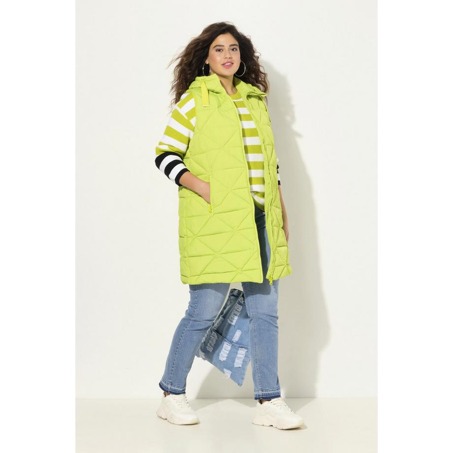 Ulla Popken Long Steppweste A-Linie Kapuze  