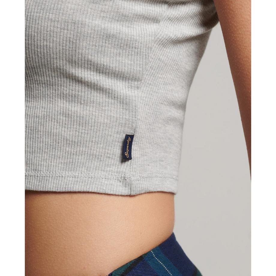 Superdry  geripptes tanktop mit spitzenbesatz, damen 
