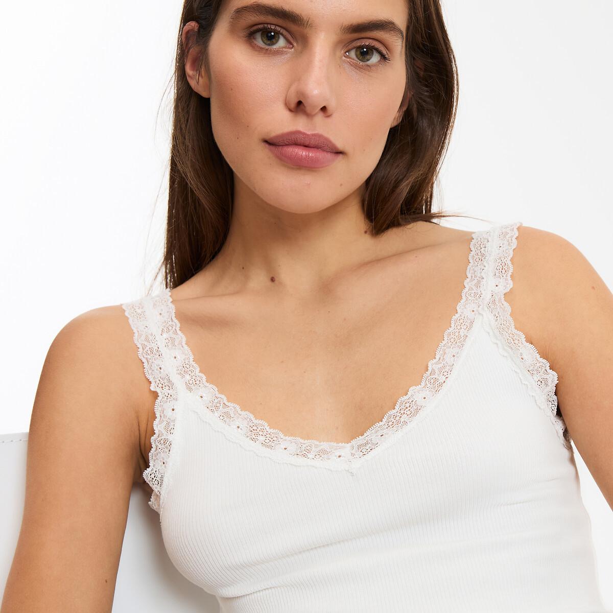 La Redoute Collections V-Ausschnitt Top mit Spitzendetails  