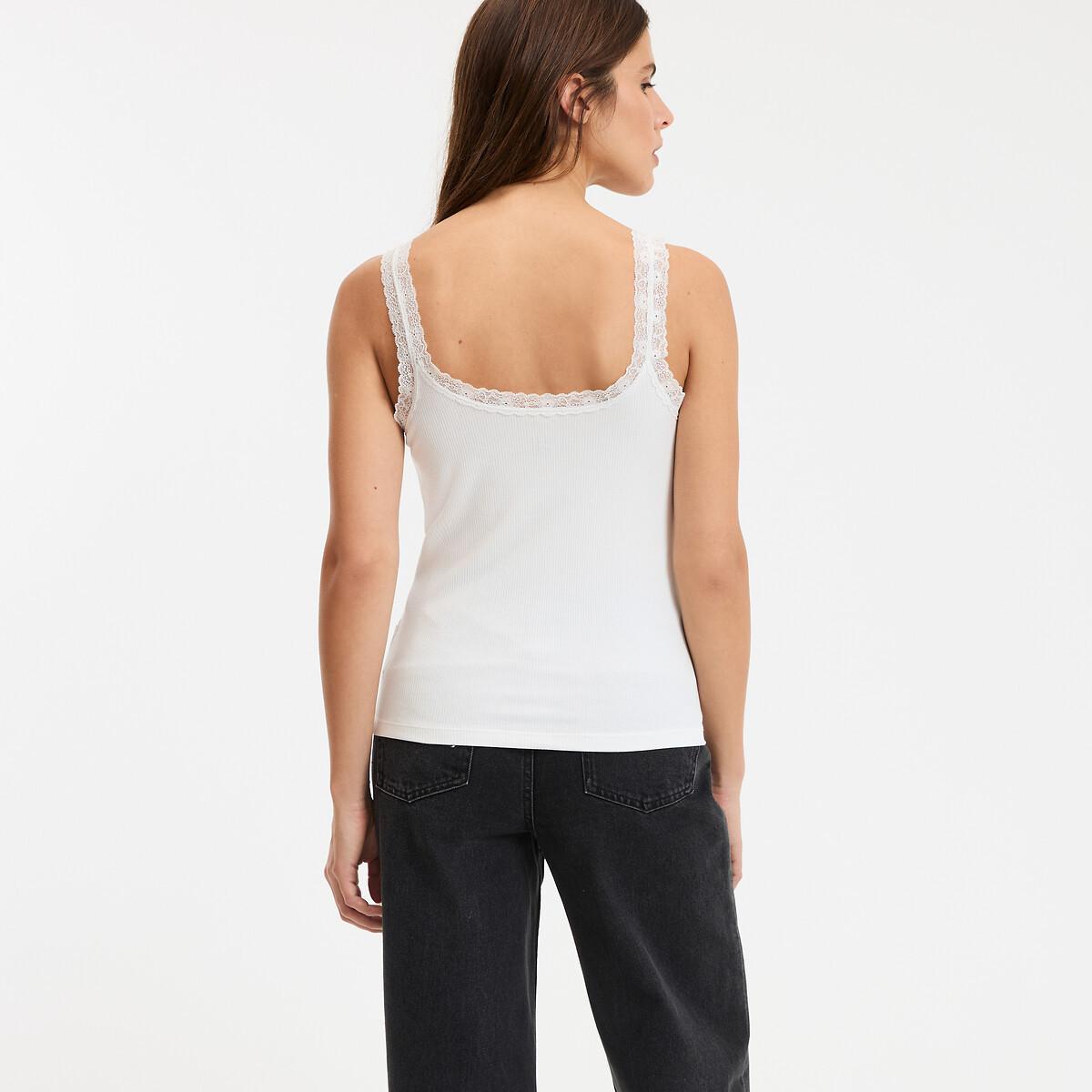 La Redoute Collections V-Ausschnitt Top mit Spitzendetails  