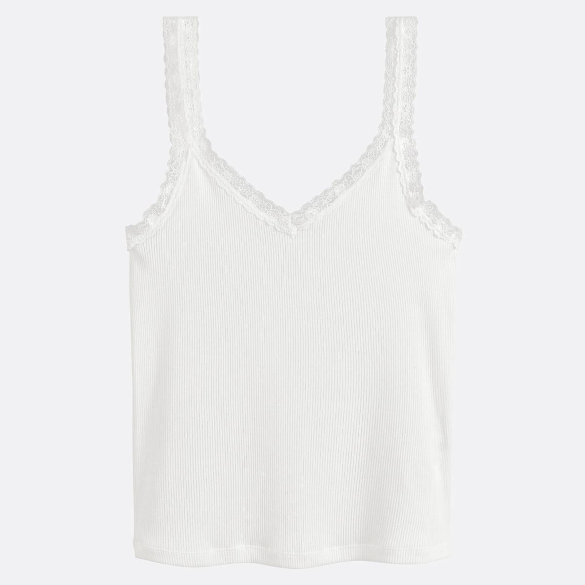 La Redoute Collections V-Ausschnitt Top mit Spitzendetails  