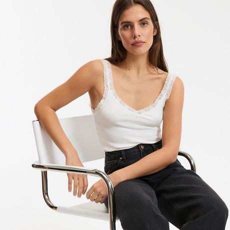 La Redoute Collections V-Ausschnitt Top mit Spitzendetails  