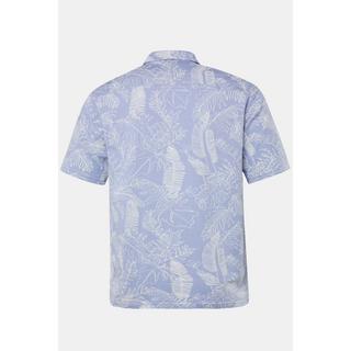 JP1880  Camicia con taglio squadrato, stampa floreale, mezze maniche e collo alla cubana, fino alla tg. 8XL 