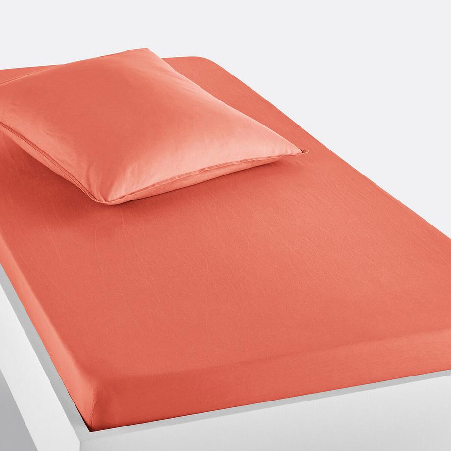 Drap housse enfant uni en coton lavé