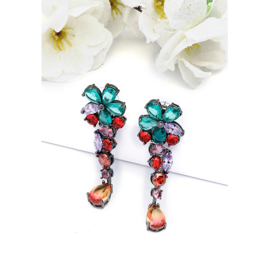 AVANT-GARDE PARIS  Multifarbige Florale Tropfenohrringe 
