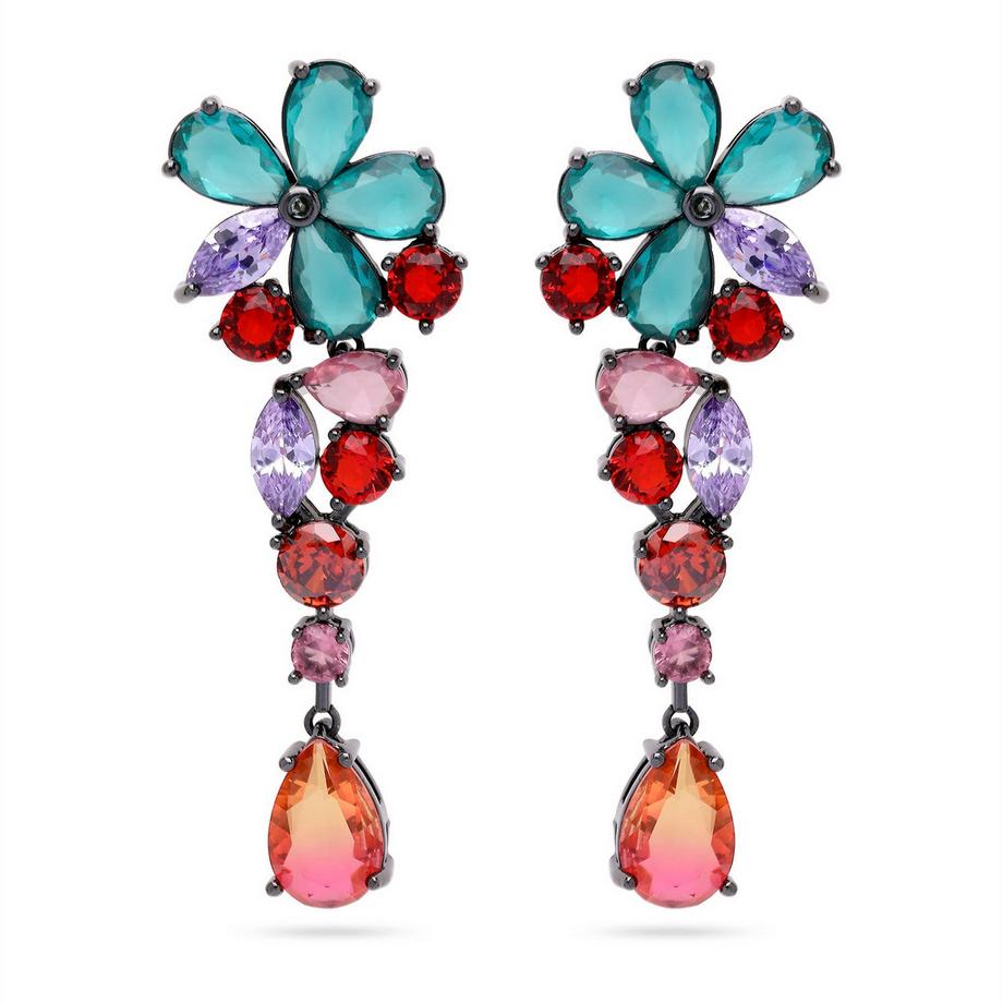 Multifarbige Florale Tropfenohrringe