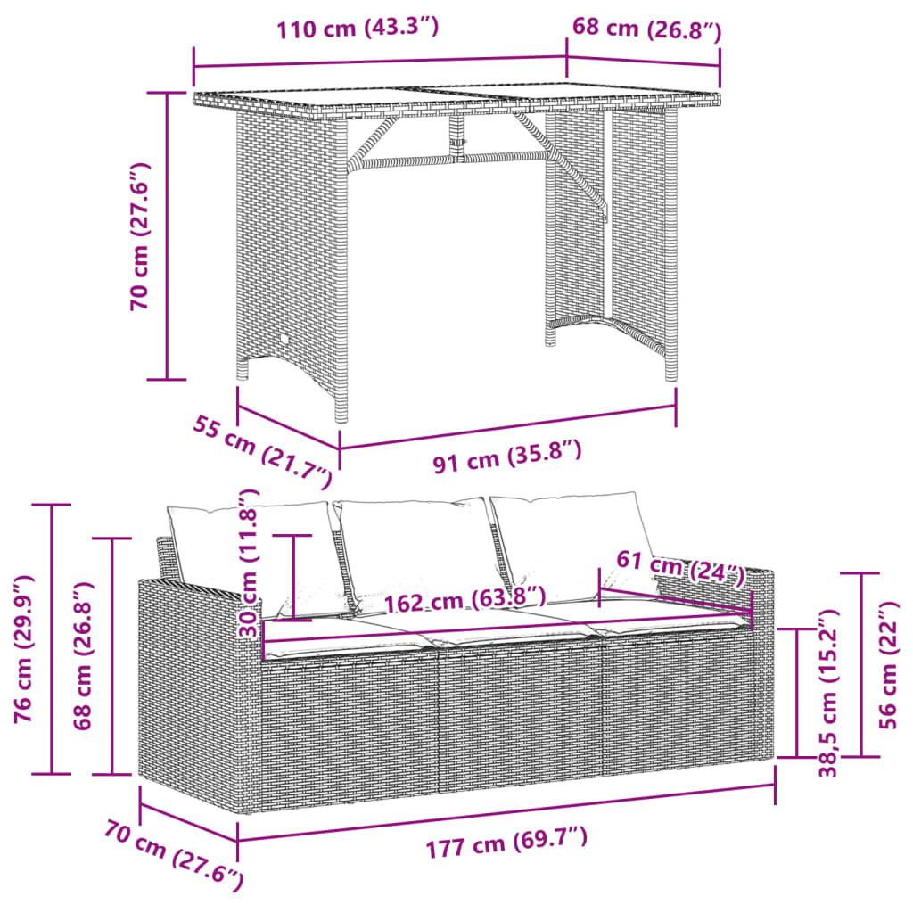 VidaXL Ensemble de salle à manger de jardin rotin synthétique  