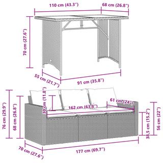 VidaXL Ensemble de salle à manger de jardin rotin synthétique  