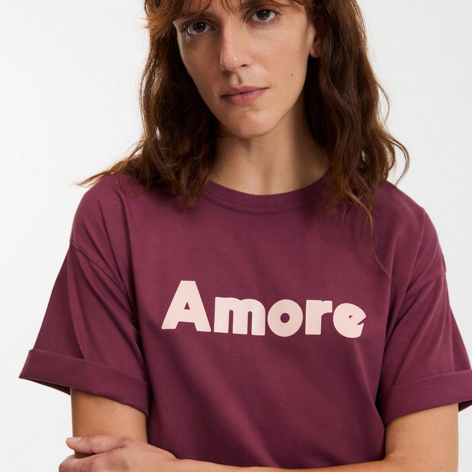 La Redoute Collections T-shirt con scritta e scollo rotondo  