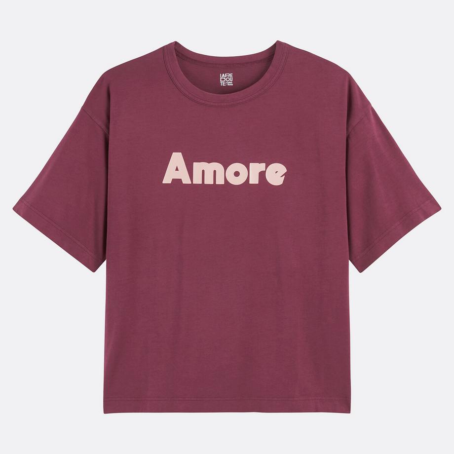 La Redoute Collections T-shirt con scritta e scollo rotondo  