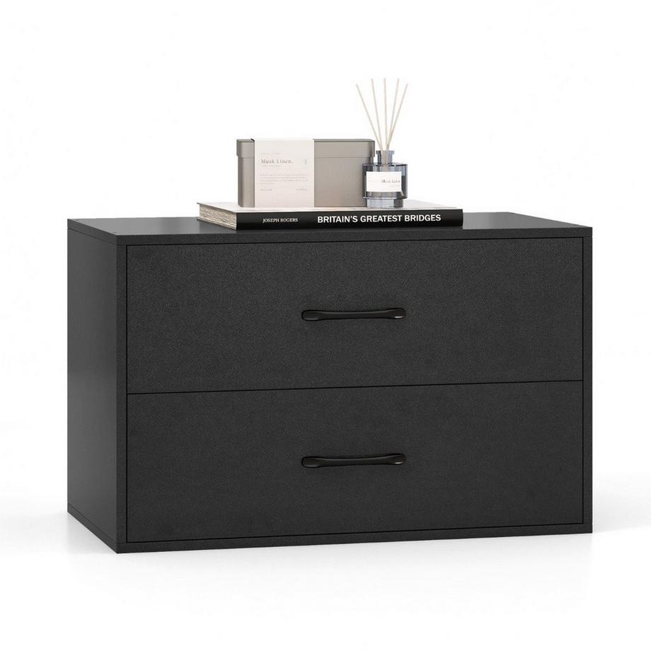 Northio Cassettiera con 2 cassetti, cassettiera, impilabile, credenza in legno, 60 x 34 x 38 cm, nero  