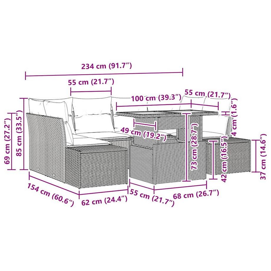 VidaXL Canapé de jardin poly rattan  