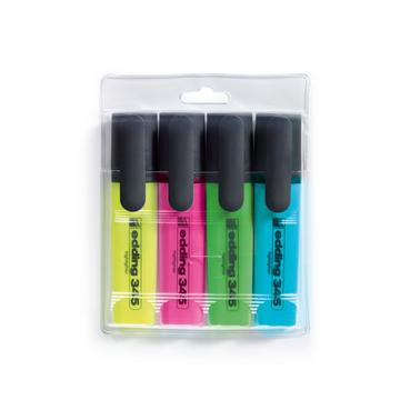 Edding 345 evidenziatore 4 pz Punta smussata Verde, Arancione, Rosa, Giallo