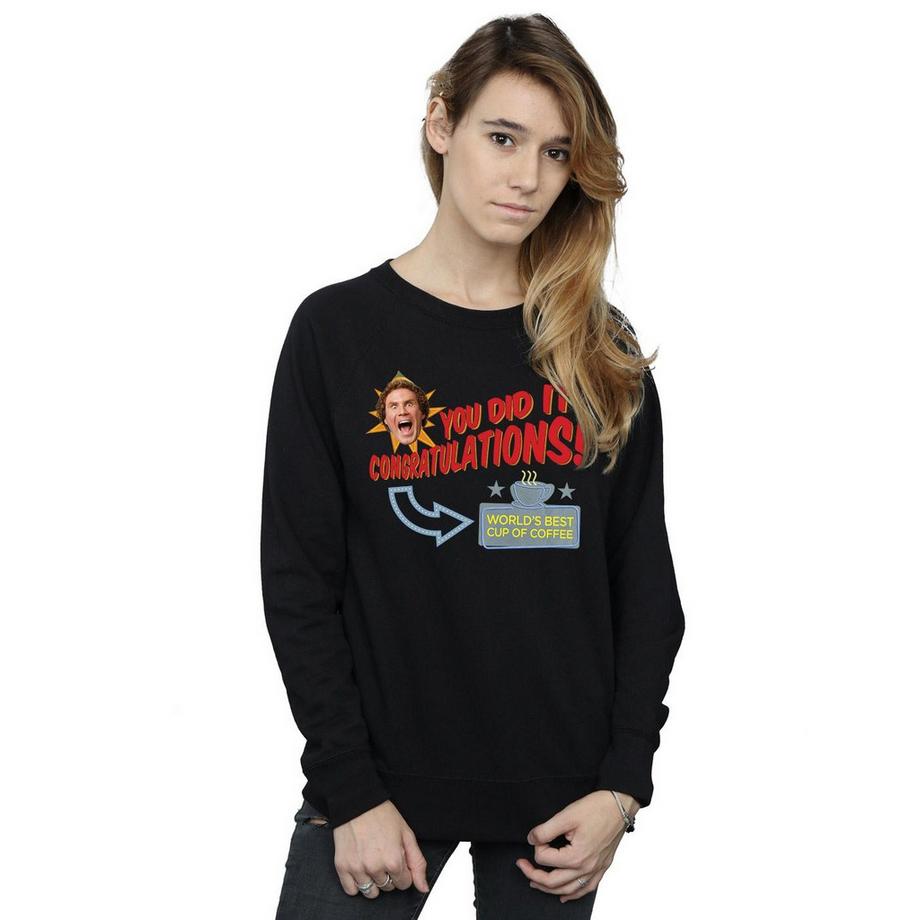 Elf World's Best Coffee Grafikdruck Slim Fit Sweatshirt  