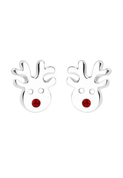 Elli  Ohrringe Kinder Rentier Motiv Verspielt Mit Kristallen 