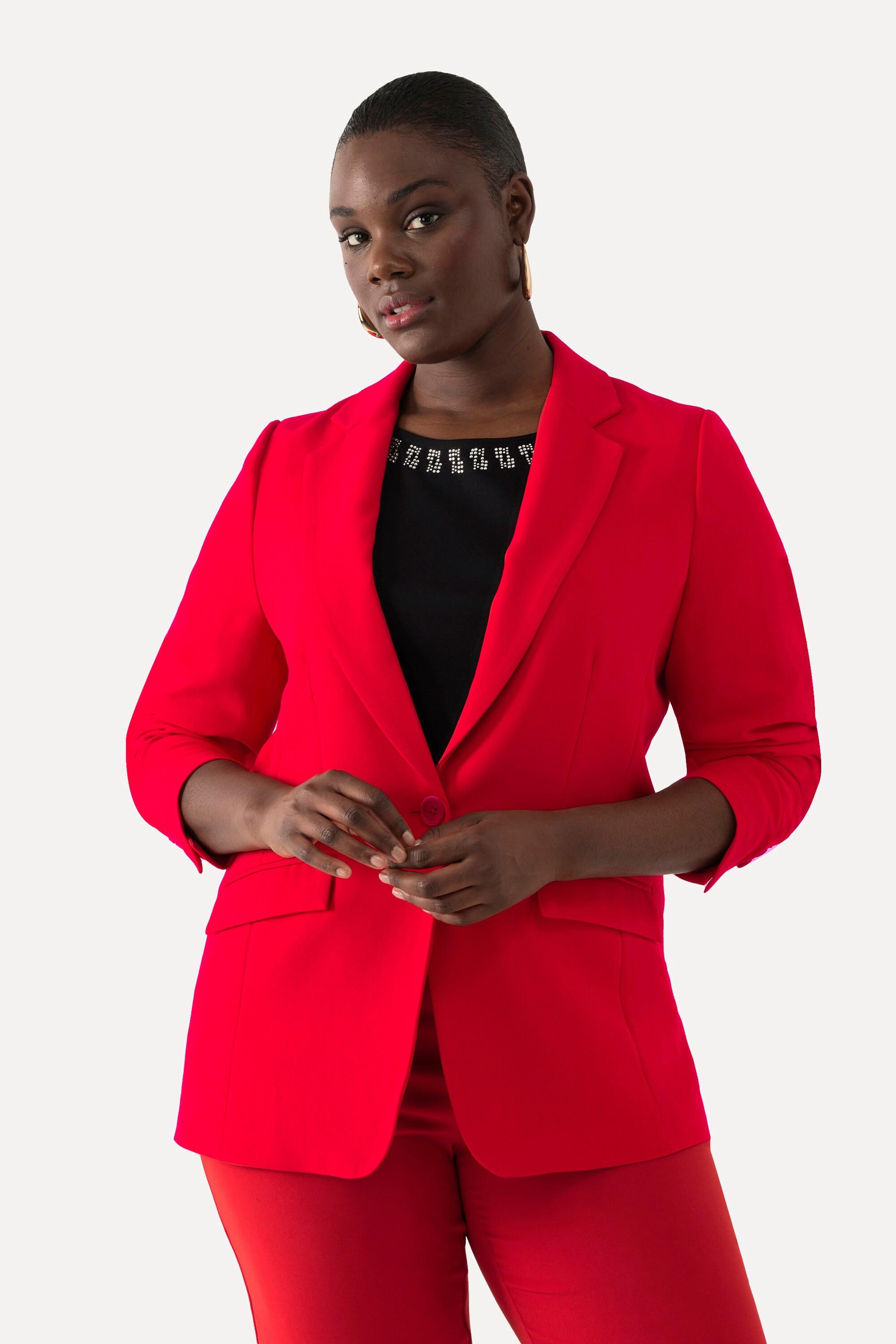 Ulla Popken Blazer Collo Revers Tasche con Patta Chiusura Bottone  