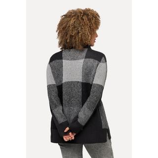 Ulla Popken  Pullover con design a quadri, collo alto e maniche lunghe 