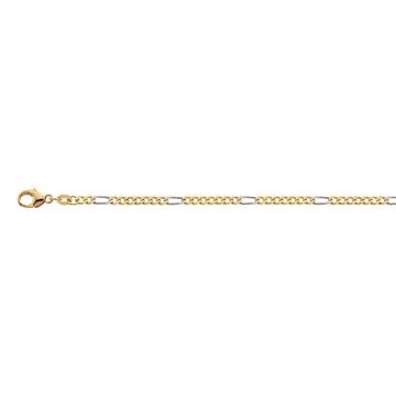 Collier figaro bicolore or jaune/or blanc 750, 2.9mm, 40cm