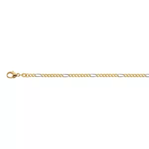 Collier figaro bicolore or jaune/or blanc 750, 2.9mm, 40cm