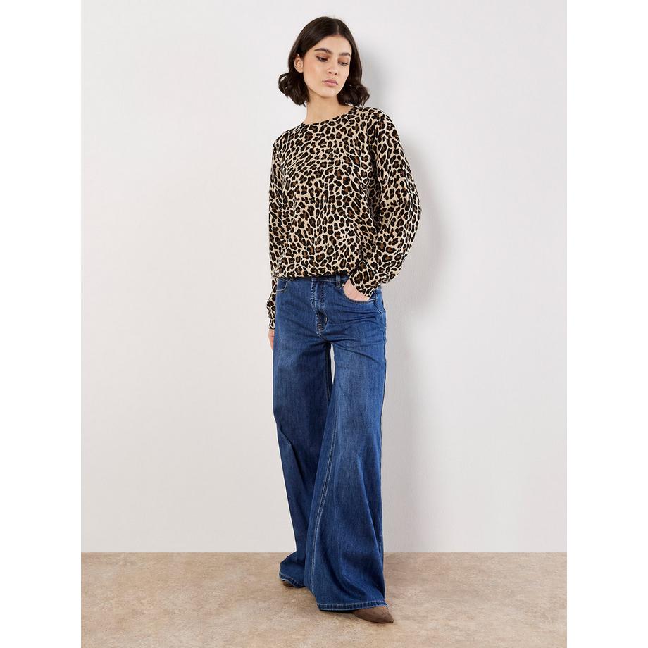 APRICOT Maglione a maglia costata con stampa leopardo  