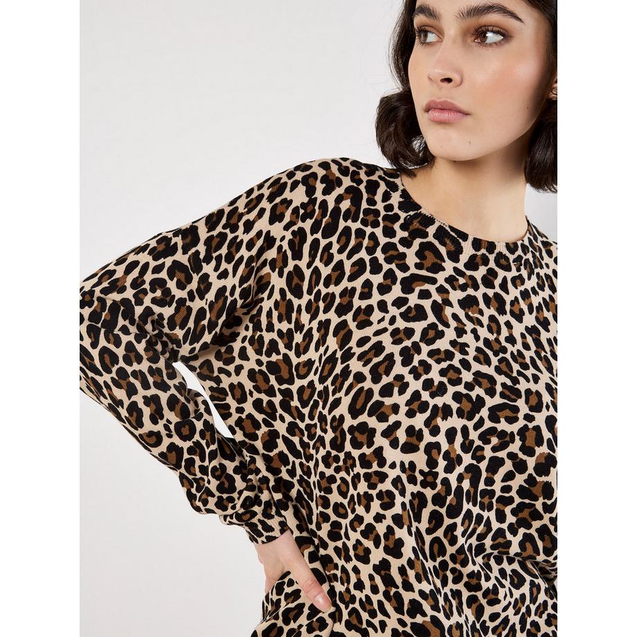 APRICOT Maglione a maglia costata con stampa leopardo  