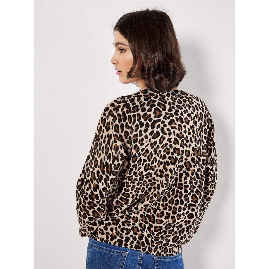 APRICOT Maglione a maglia costata con stampa leopardo  