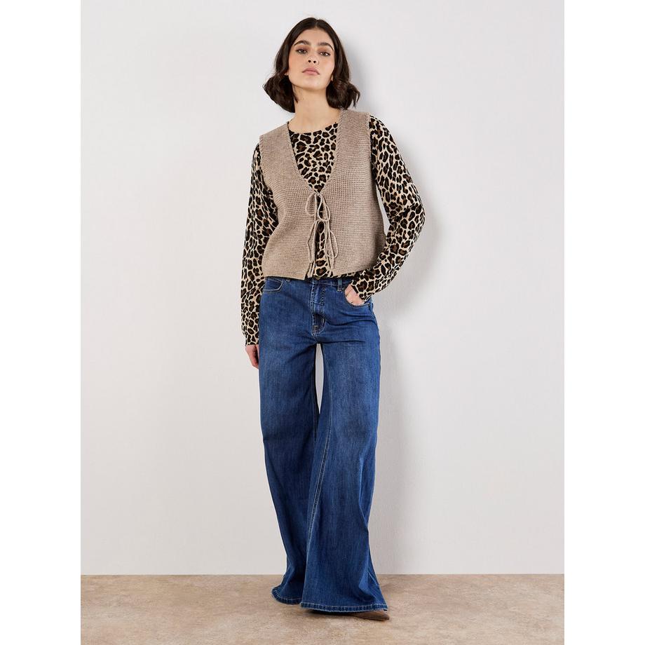 APRICOT Maglione a maglia costata con stampa leopardo  