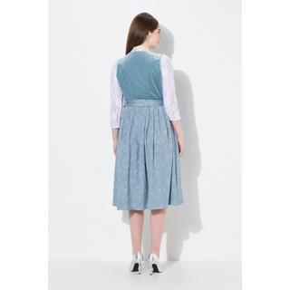 Ulla Popken Dirndl Ricamo Allacciatura Scollo Rettangolare Senza Maniche  