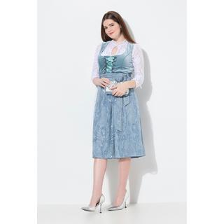 Ulla Popken Dirndl Ricamo Allacciatura Scollo Rettangolare Senza Maniche  