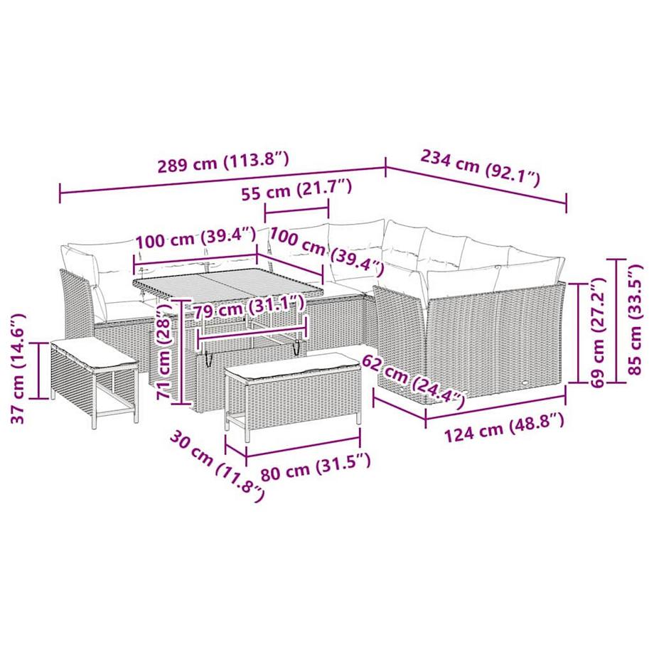 VidaXL Canapé de jardin poly rattan  