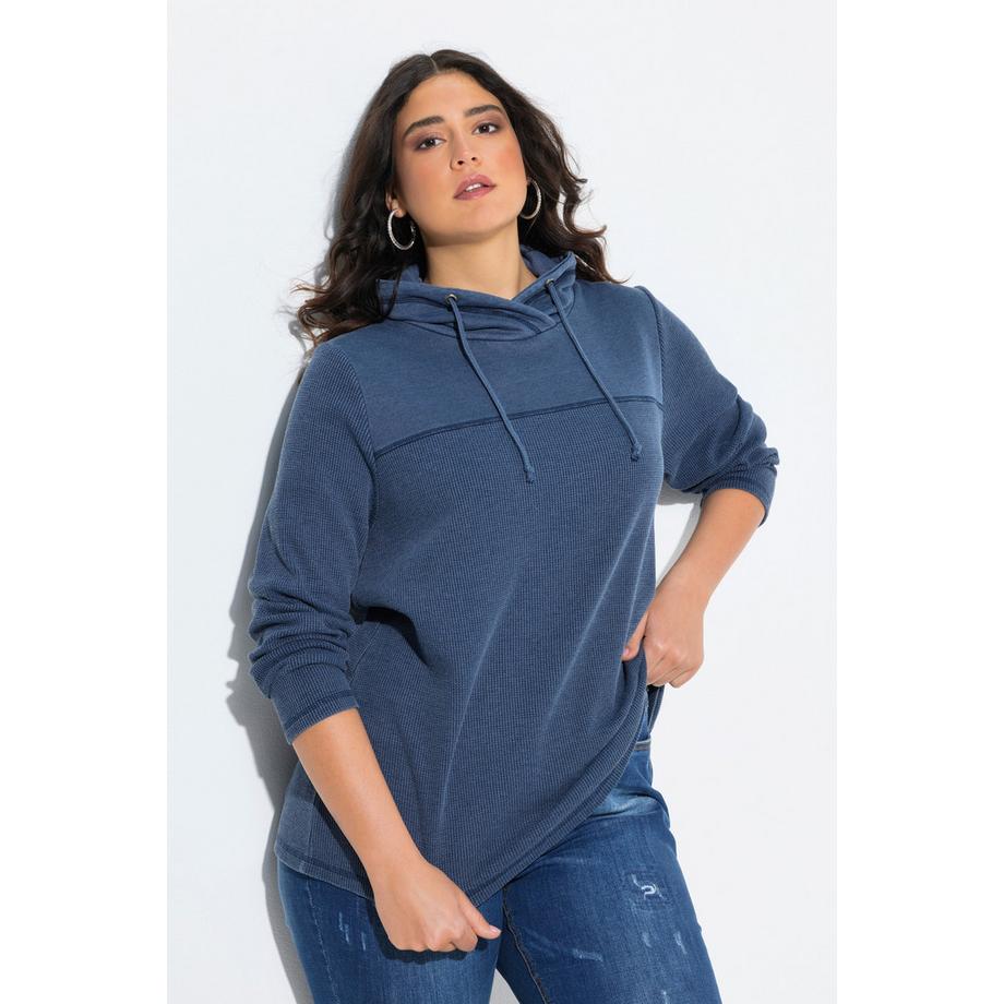 Ulla Popken Sweat-shirt col montant manches longues piqué gaufré  