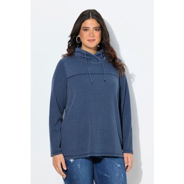 Sweat-shirt col montant et manches longues, piqué texture gaufrée