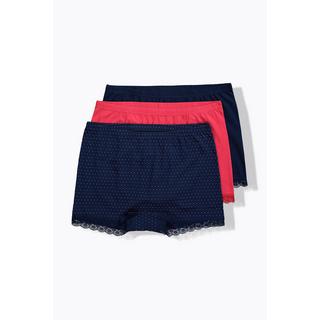 Ulla Popken Pantaloncini 3 Pack Pizzo Pois  