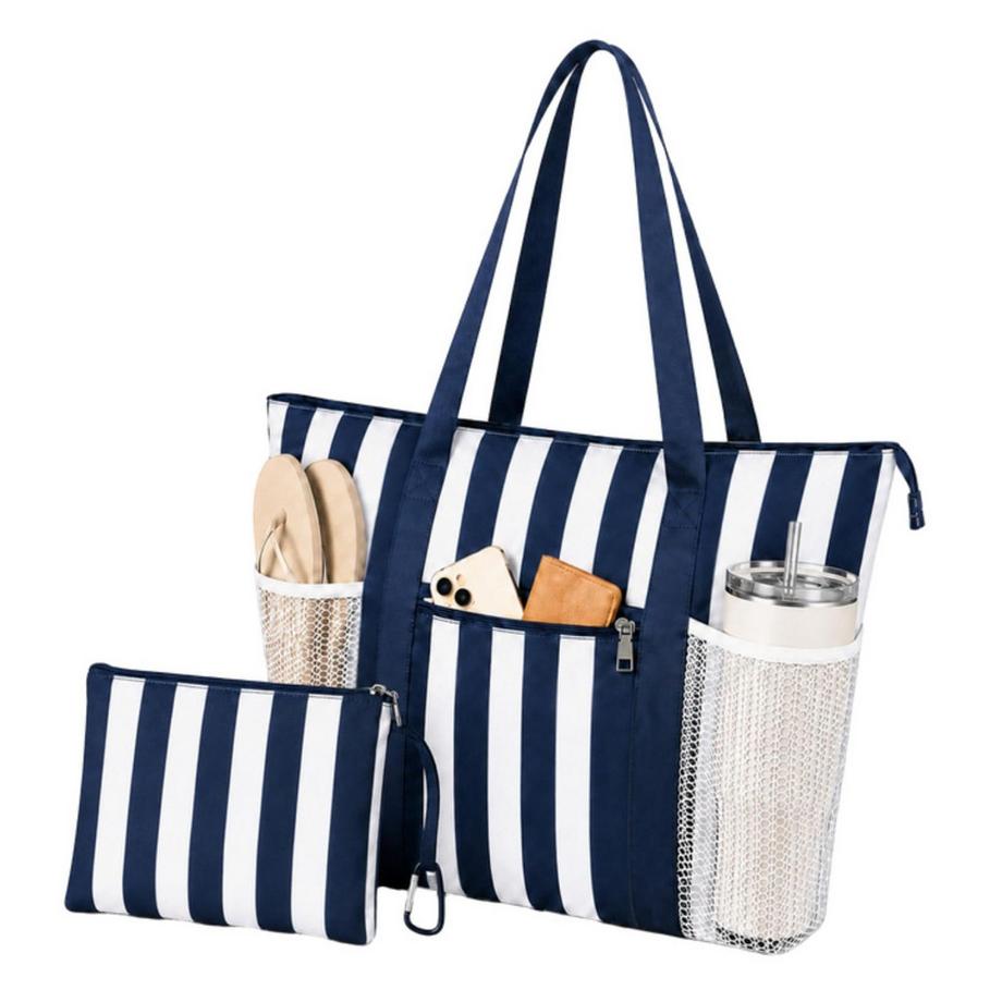 Grand Sac de Plage, Sac de Natation avec 5 Compartiments et Compartiment Humide, Étanche