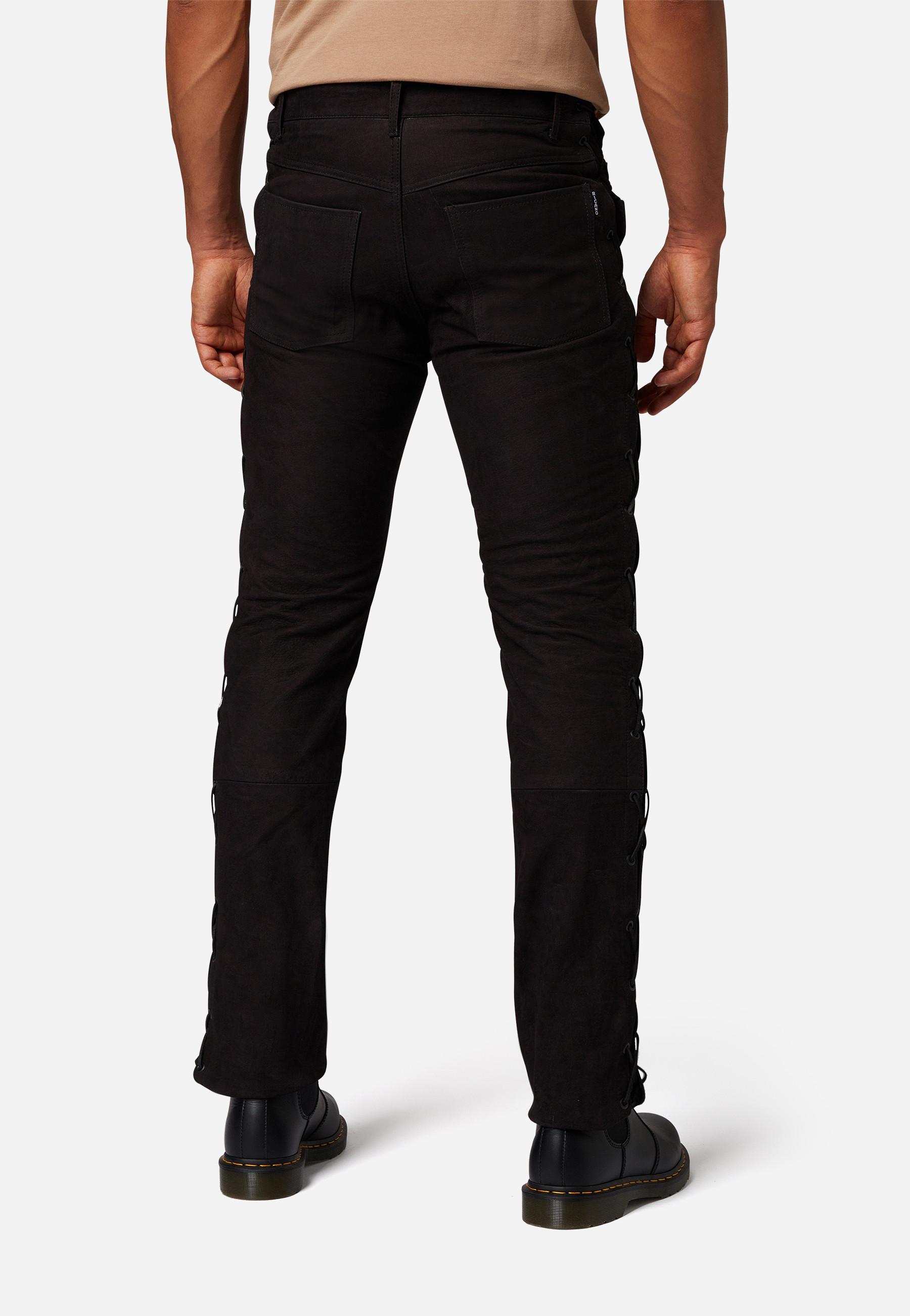 RICANO  Lederhose S/L RT-101, Lederjeans mit Schnürungen - 5-Pocket Optik aus Wildleder 