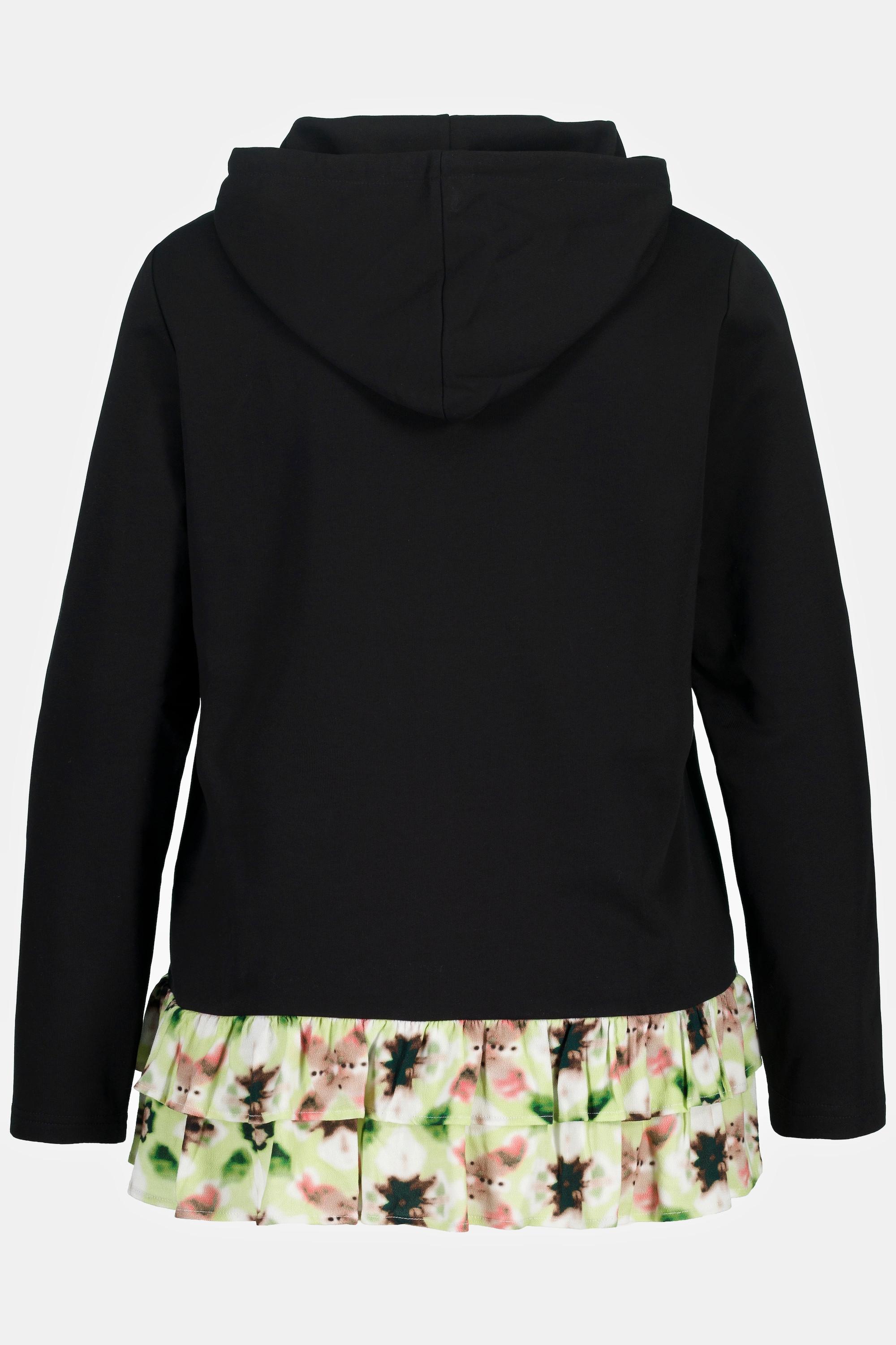 Ulla Popken  Hoodie, Lagenlook, A-Linie, Langarm, Kapuzenshirt 